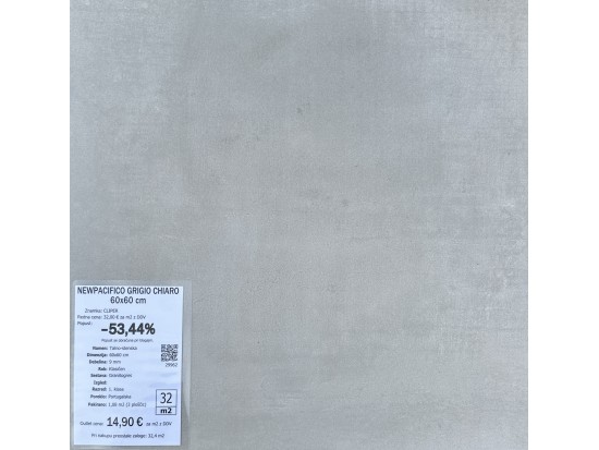 NEWPACIFICO GRIGIO CHIARO 60x60 (32 m2)