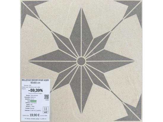BELLEVUE DECOR STAR IVORY 60x60 (11 m2)
