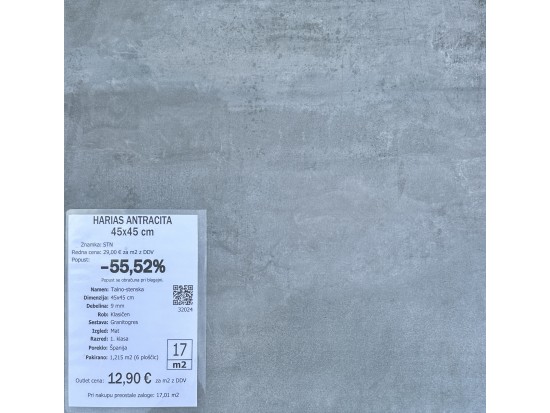HARIAS ANTRACITA 45x45 (4 m2)