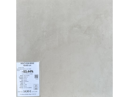 INOUT AYAN BEIGE 60x60 (9 m2)