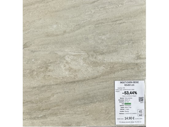 INOUT ICARIA BEIGE 60x60 (8 m2)
