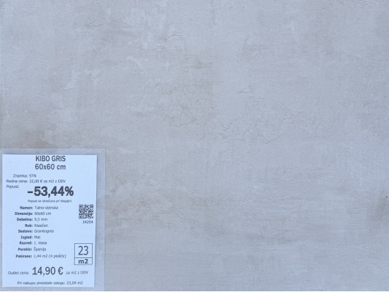 KIBO GRIS 60x60 (23 m2)