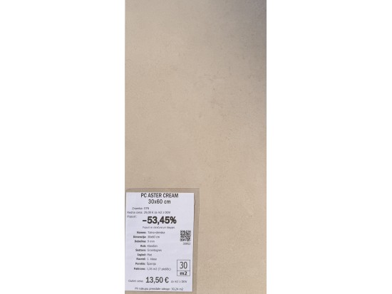 PC ASTER CREAM 30x60 (30 m2)