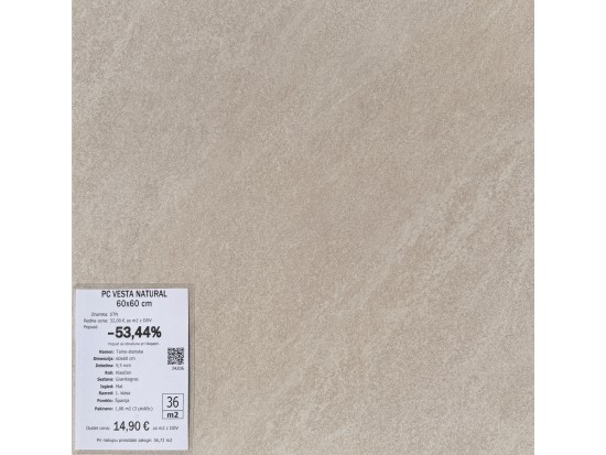 PC VESTA NATURAL 60x60 (37 m2)