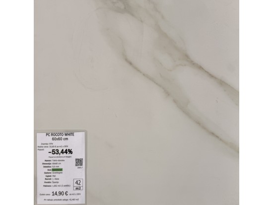 PC ROCOTO WHITE 60x60 (42 m2)