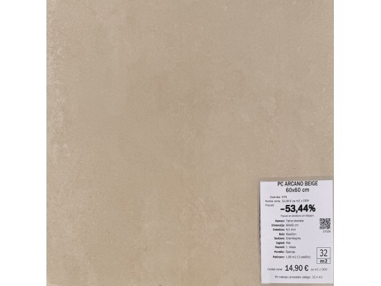 PC ARCANO BEIGE 60x60 (32 m2)
