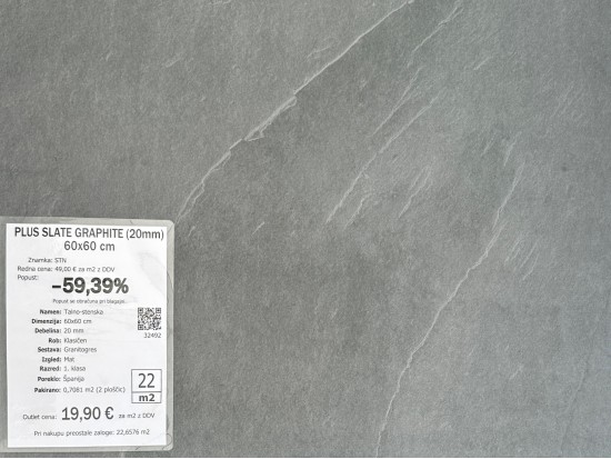PLUS SLATE GRAPHITE (20mm) 60x60 (2 m2)